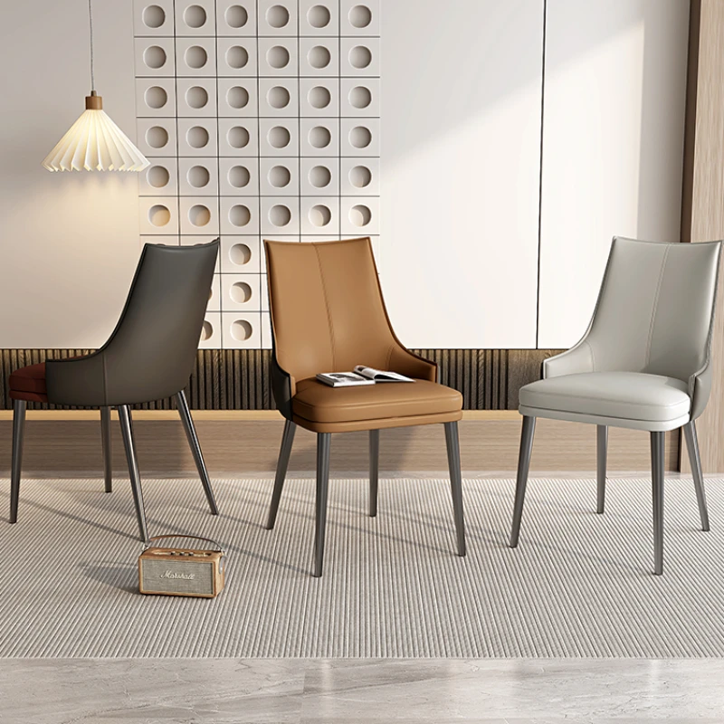 Modern Leather Dining chair restaurant furniture kitchen backrest stool minimalist hotel soft Cafe chairs Design vanity chair