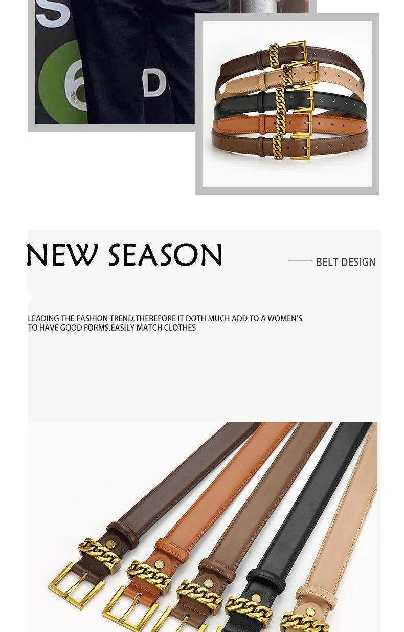 New Leather Belt for Women, Retro Port Style Decorative Belt, Alloy Fried Dough Twists Button Suit Sweater, Waist Shrinking, Thin Belt, Versatile 2023_voghion.com