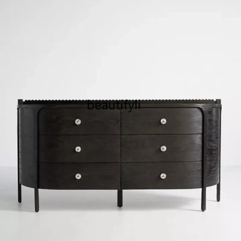 American Solid Wood Sideboard Simple Chest of Drawers Nordic Small Apartment Solid Wood Light Luxury Living Room Locker