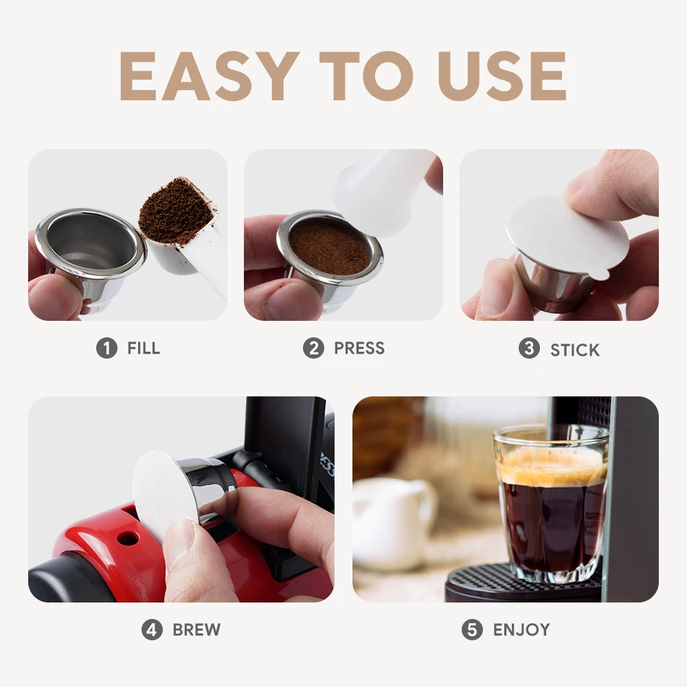 Reusable coffee capsule adapter stainless steel PP material Dolce Gusto nespresso coffee capsule compactor made — view 5