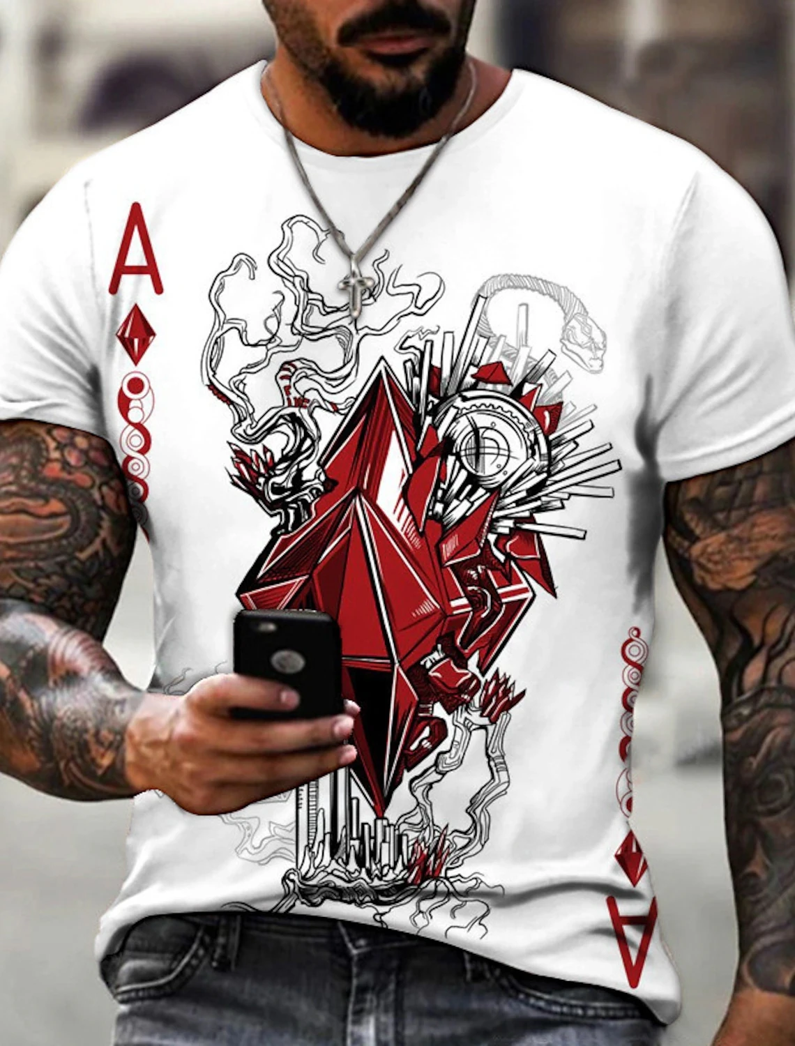 

2023 Oversized Ace of Diamond Graphic Harajuku Print T-shirt Men's Casual Fashion Short Sleeve Tshirt Streetwear Breathable Tops