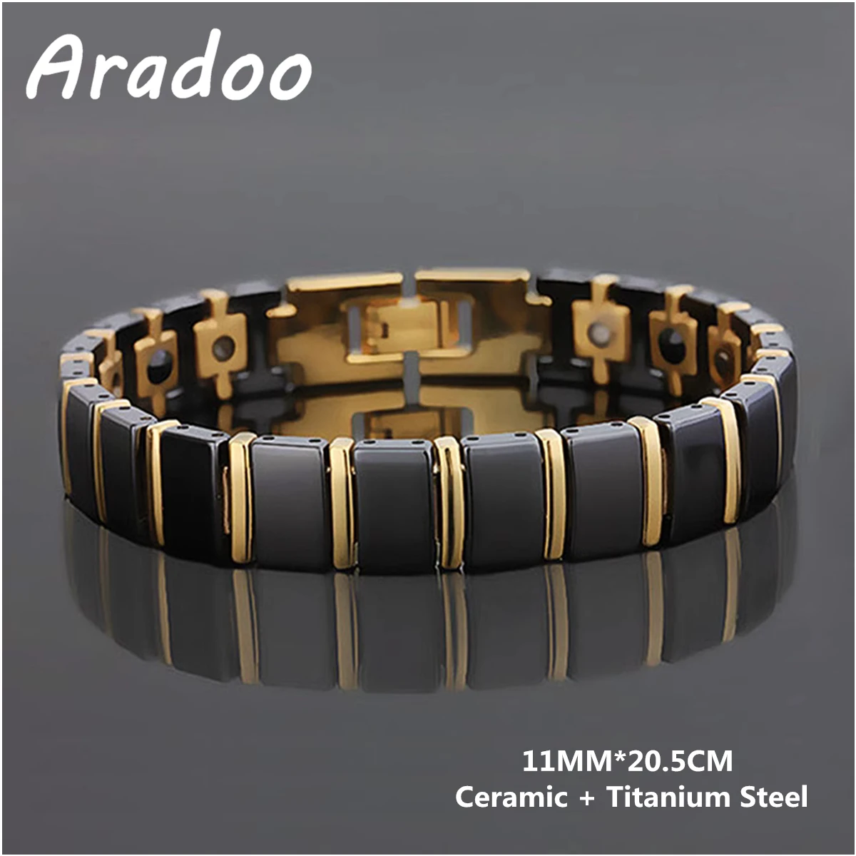 Ceramic Anion Anti Radiation Bracelet Titanium Steel Magnetic Slimming Bracelet Anti fatigue Therapy Bracelet