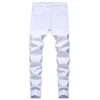 Men's White Jeans Fashion Hip Hop Ripped Skinny Men Denim Trousers Slim Fit Stretch Distressed Zip Men Jean Pants High Quality 2