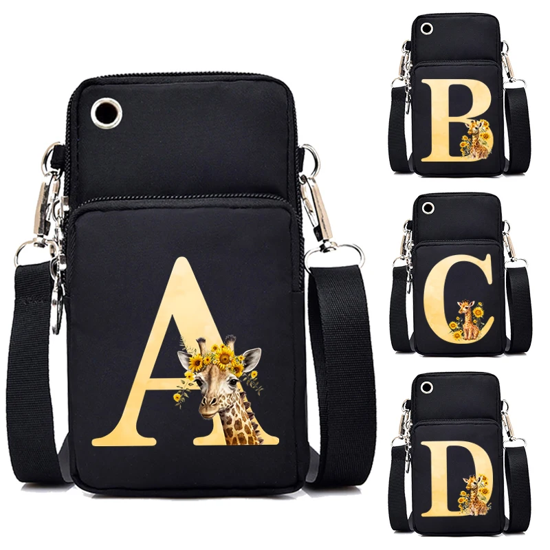 여성용 미니 휴대폰 가방, 해바라기, 기린, 26 알파벳, 메신저 지갑, 목에 거는 동전, 수직 핸드백, 소형 크로스바디 백 