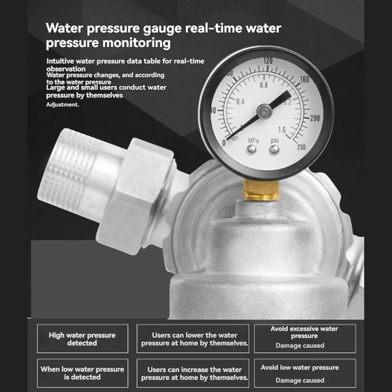 Whole House Central Filter High-Flow Tap Water Filter Reusable Sediment Water Nickel-Plated 4-Point Joint