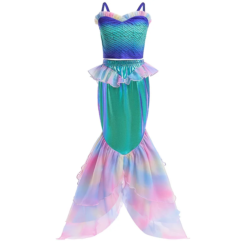 Disney fille vêtements princesse petite sirène Ariel robe d'été enfants  Cosplay Costume enfants carnaval robe de fête d'anniversaire 