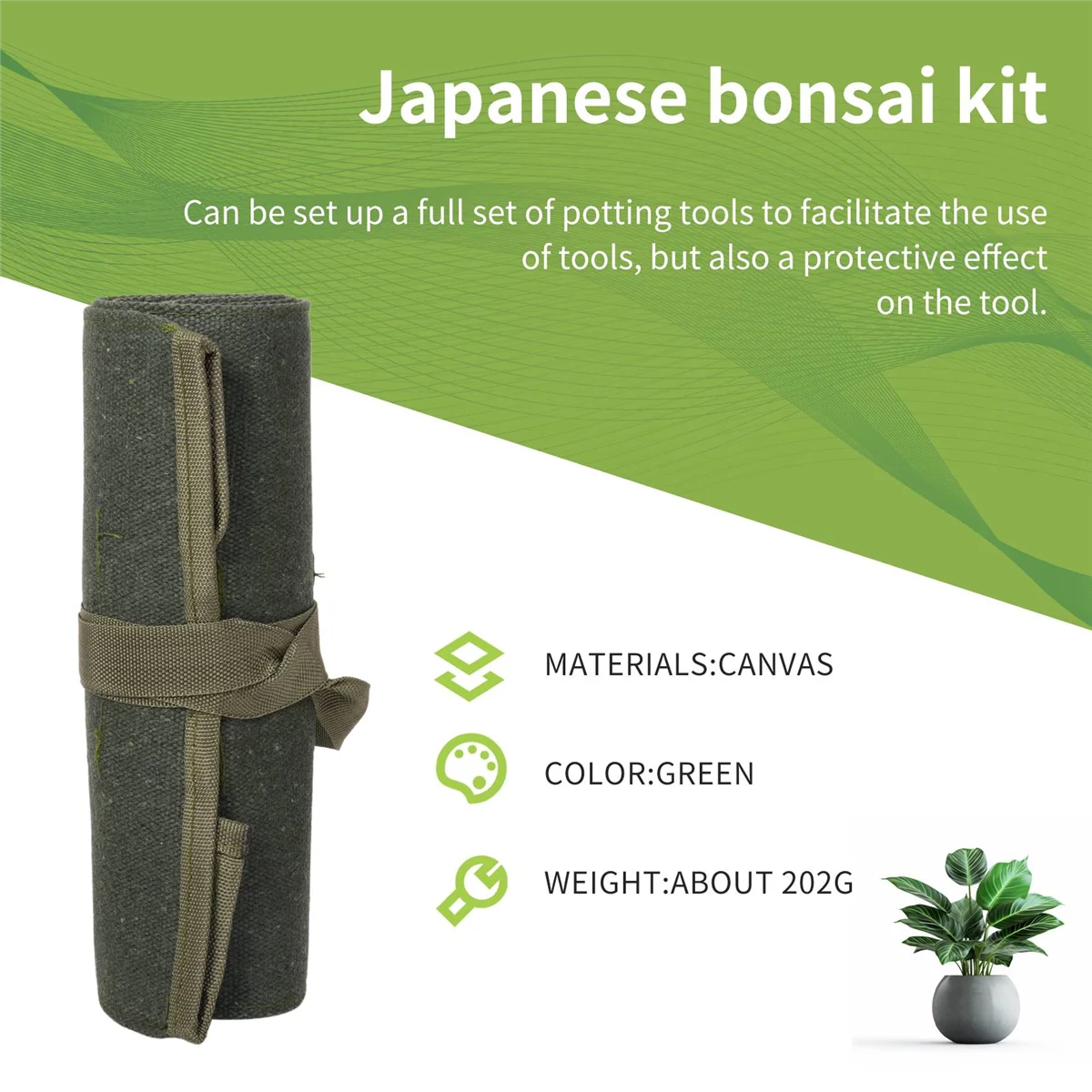 600x430Mm Japanese Bonsai Tools Storage Package Roll Bag Canvas Tool Set Case 6