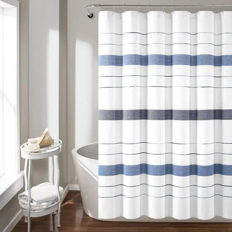 

Yarn Dyed Eco-Friendly Recycled Cotton Shower Curtain - Navy (72"x72")