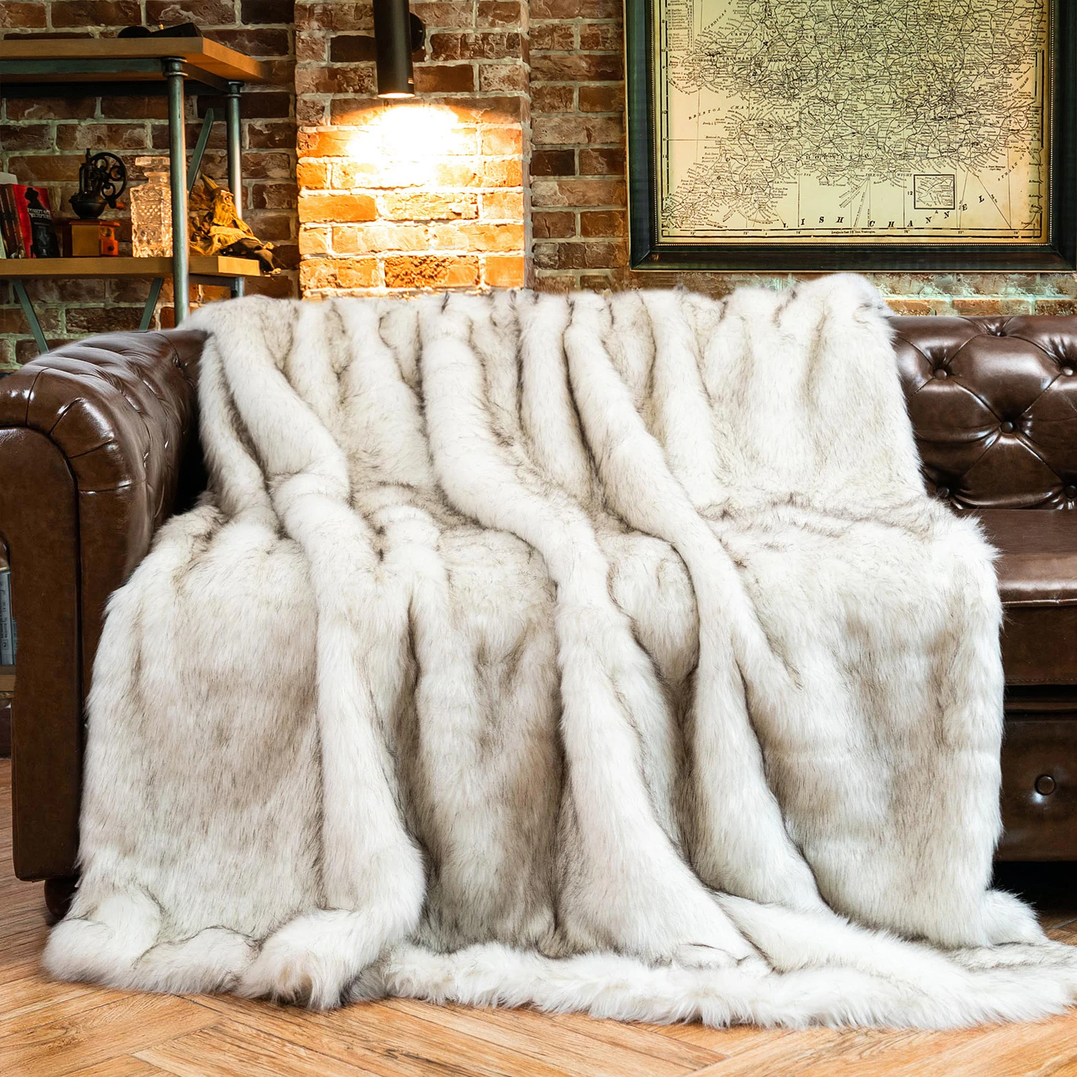 Faux Fur Blanket Plaid for Sofa Luxury Fox Fur Throw Blanket Winter Warm Fluffy Soft Blankets Bedspread on the Bed