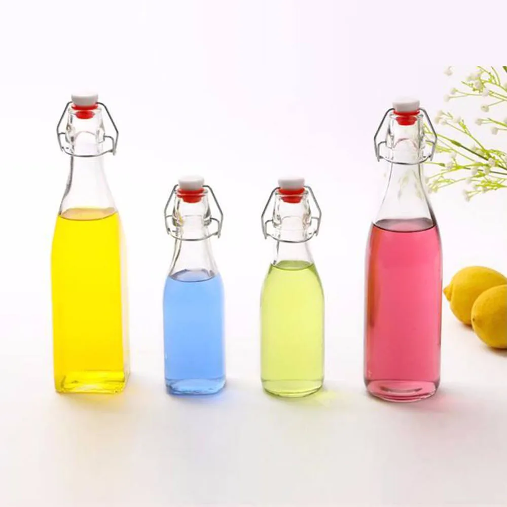 Glass Swing Top Storage Bottle High Flint Various Size Round Glass Bottles  for Sparkling Water MOQ2000 Cheap Custom Print Logo 5