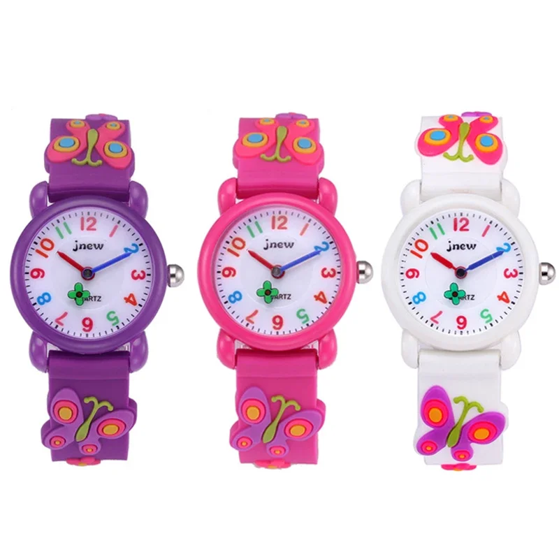Watch for Kids 3D Cartoon Butterfly Rubber Quartz Wristwatch Students Girls Colourful Cute Watches Boys Gift Clock Relógio שעון 6