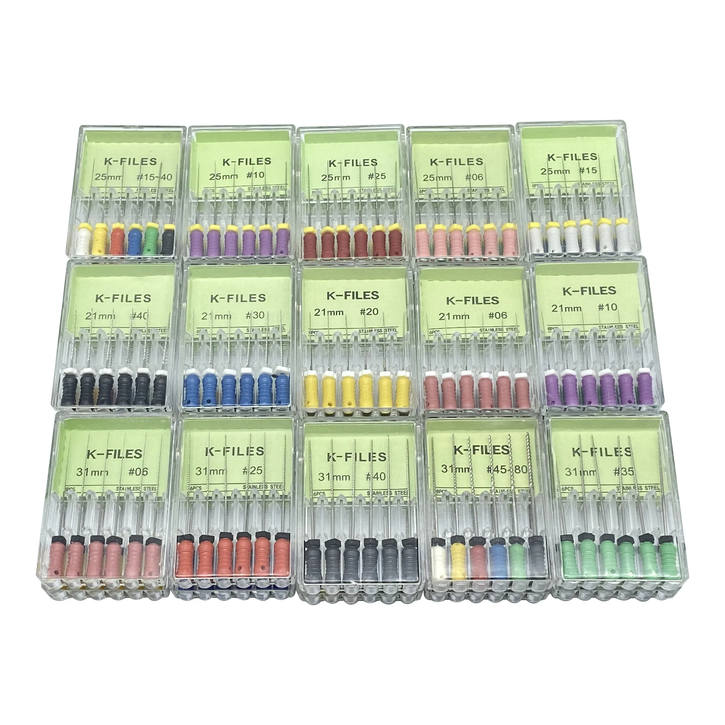 6Pcs/Box Tomenty Dental Hand Use K Files 21mm 25mm 31mm Stainless Steel Endodontic Root Canal File Dentistry Treatment Tools 5