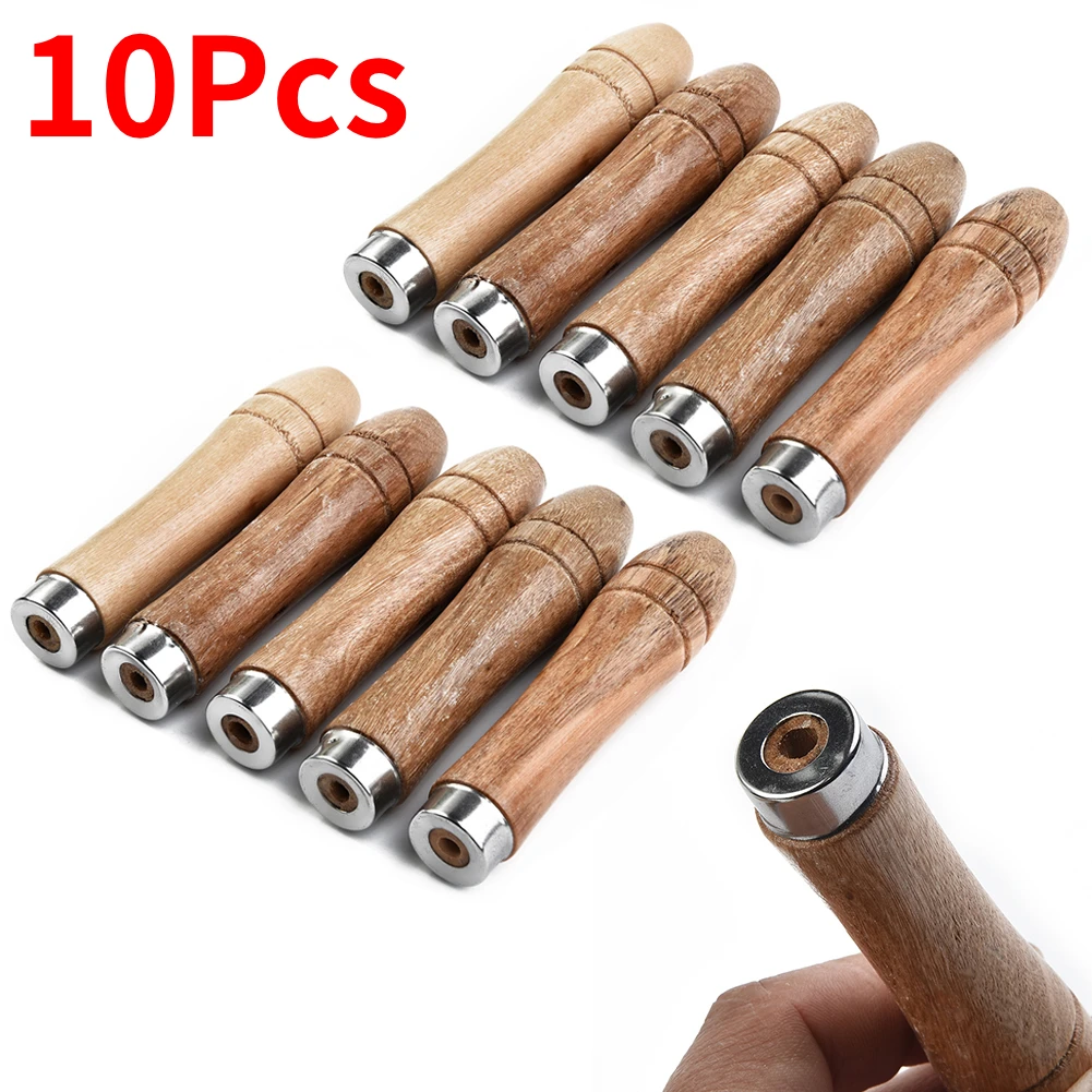 10pcs Wooden File Handle With Strong Metal Collar Wood Files For File Craft Wood Rasp Hand Drills Tool 9cm For 4-6 Inch File