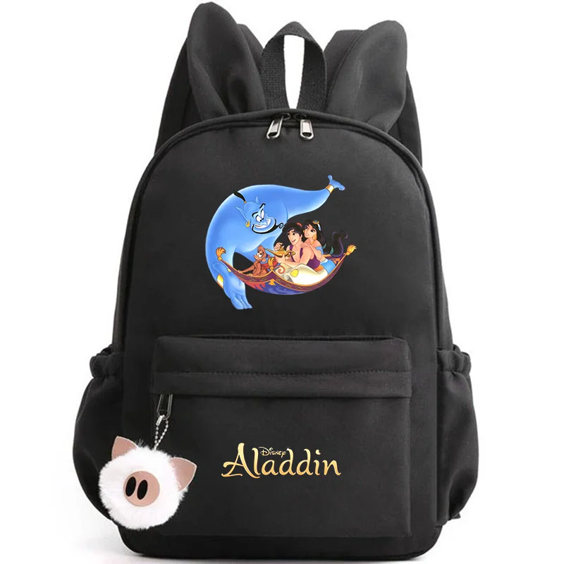 Aladdin Jasmine princess-themed backpack with rabbit ears for kids and teens, ideal for school and travel. black 45779865