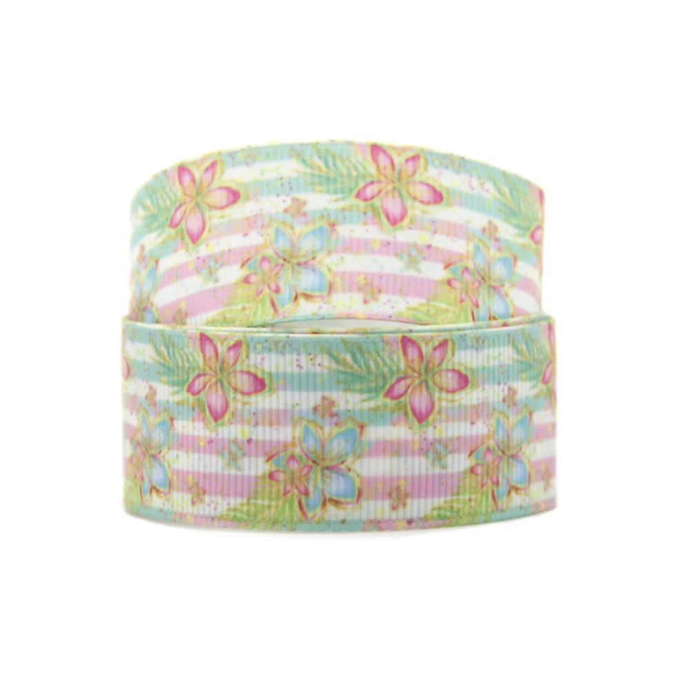 Floral Plant Sunflower Printed Grosgrain Ribbon Wedding Christmas Party Decoration DIY Bow Craft 5yards 25mm