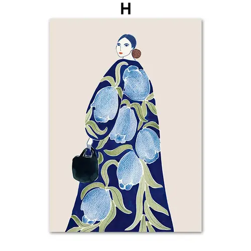 Abstract Blue Stripes Ocean Matisse Girl Flower Vase Wall Art Canvas Painting Posters And Prints Pictures For Living Room Decor - Image 20