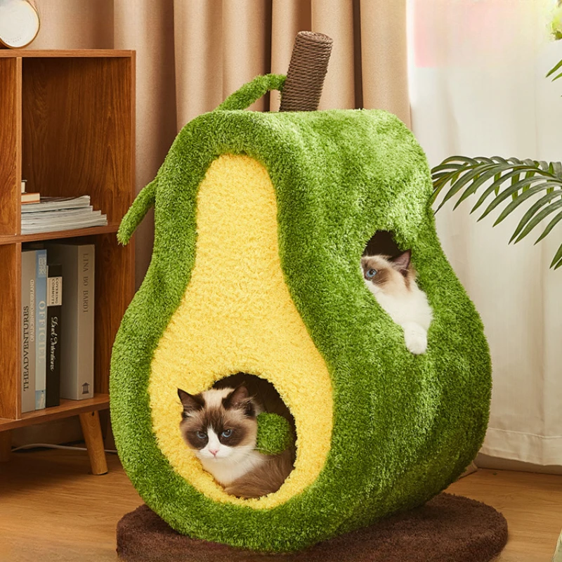 

Avocado cat nest four seasons universal closed sense of security cute cat climbing frame cat scratch board integrated bed