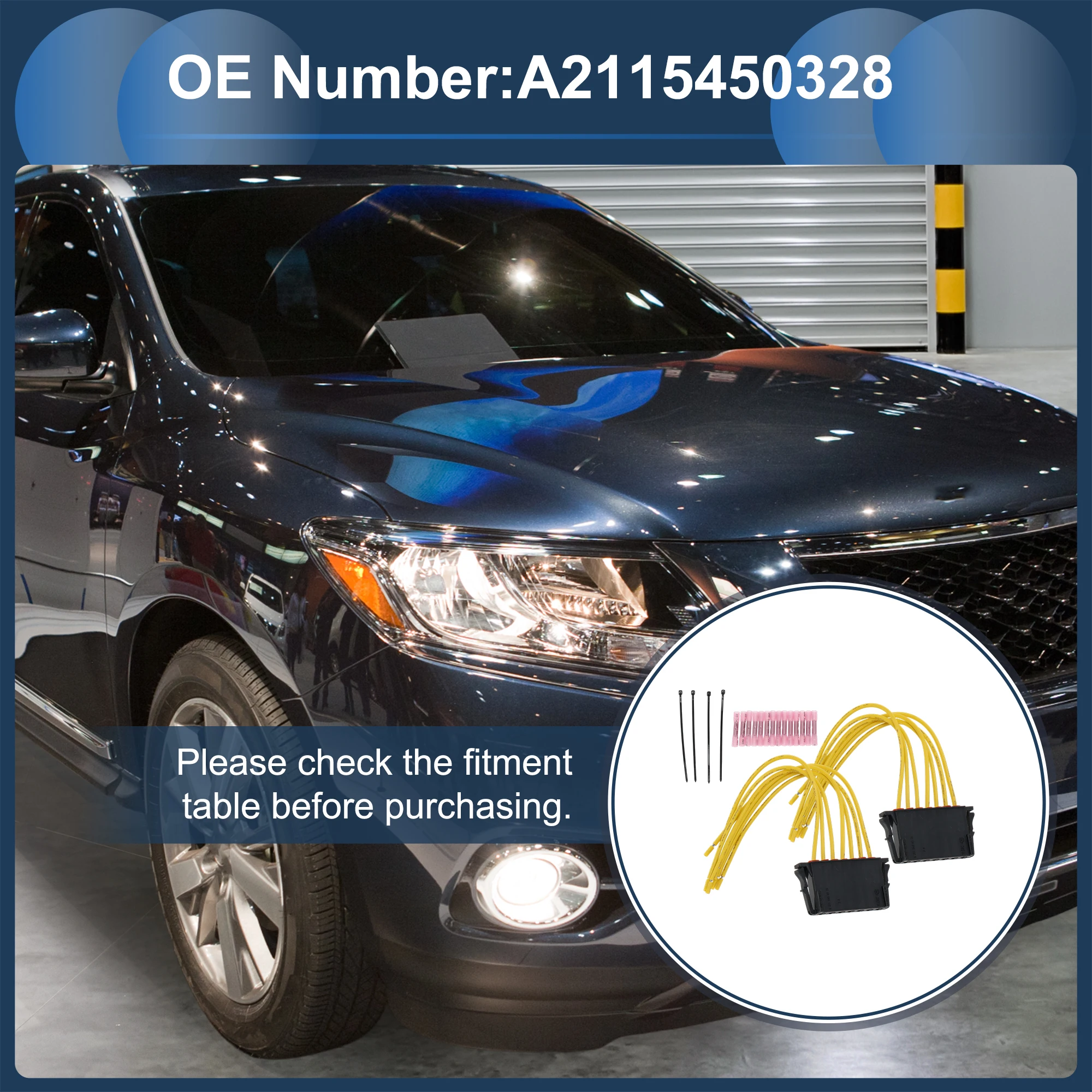 메르세데스-벤츠 C-클래스 W203 02-07용 UXCELL 헤드라이트 배선 하네스 어셈블리 테일라이트 램프 와이어 하네스 15cm 2세트