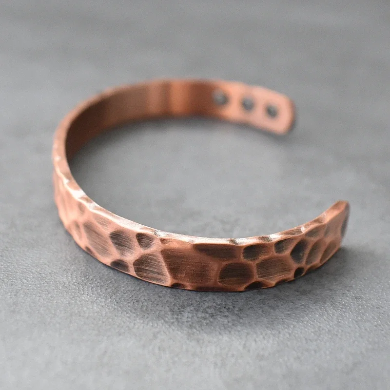 Pure Copper Irregular Surface Magnetic Bracelet Arthritis Therapy Energy Bangle Jewelry Pain Relief Bio Magnetic Bangles Men bangle bracelet magnetic bracelet