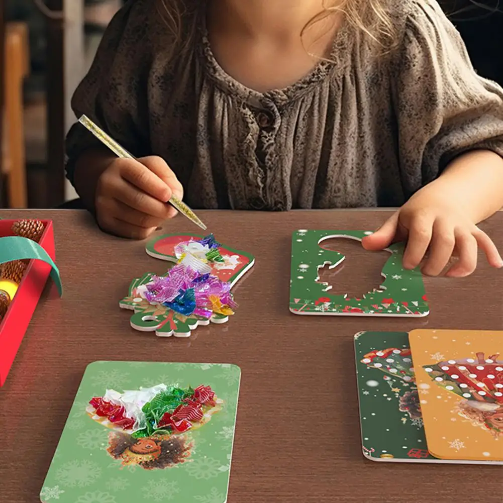 

Christmas Poking Toy Christmas Themed Diy Poking Drawing Kit for Kids Creative Poke Art Fabric Puzzle Dress Up for Children's
