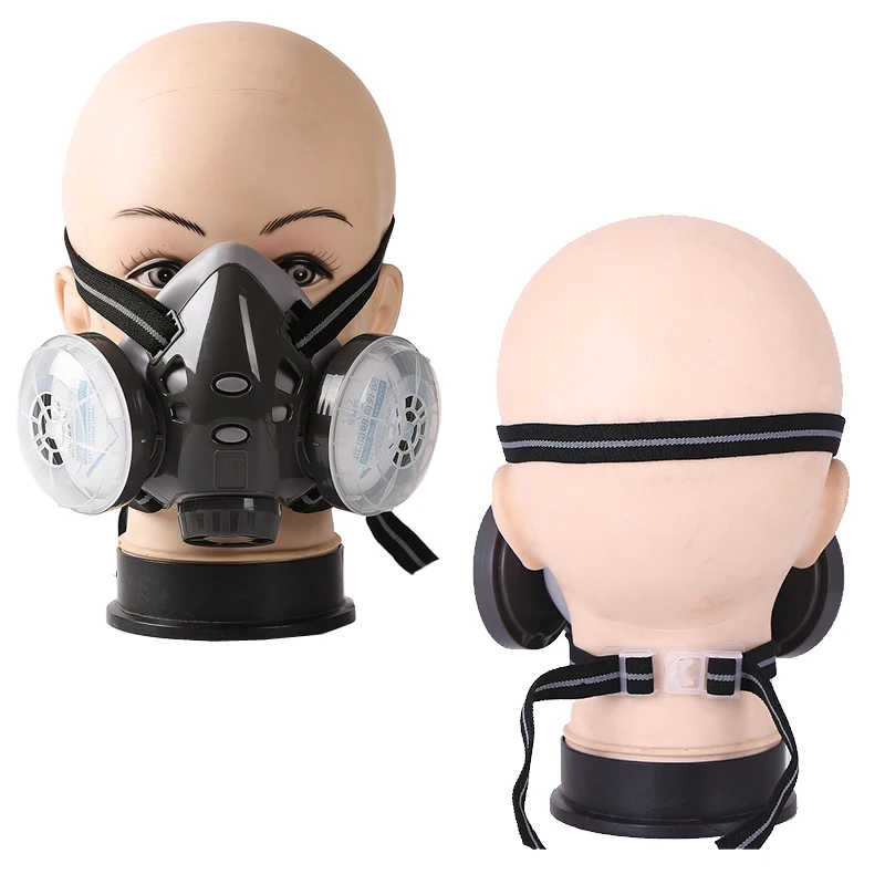 Dual Filter Reusable Dust-proof Half Face Respirator Mask Work Safety Carpenter Builder Daily Protection Dust Mask Dustproof Respirator Face Respirator Half Face Respirator Mask
