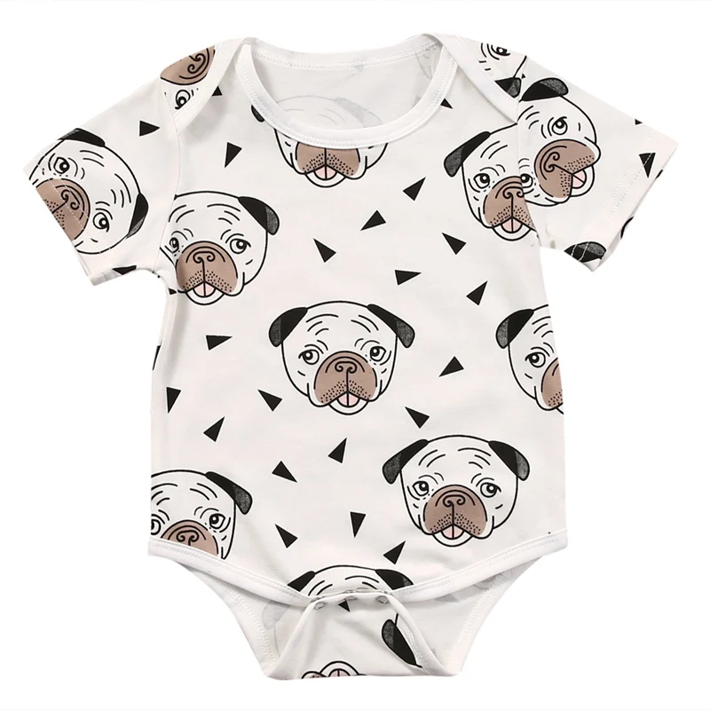 

Lioraitiin New Casual Newborn Infant Baby Boy Girl Outfits Print Animal Romper Short Sleeve Jumpsuit Clothes Puppy