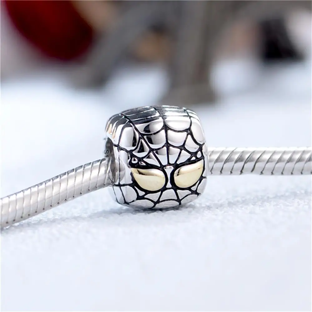 Miniso Disney 925 Sterling Silver Diy Charm Fit Original Pendant Hero Man Bracelet Movie Anime Character Spider Man Charm Beads 4