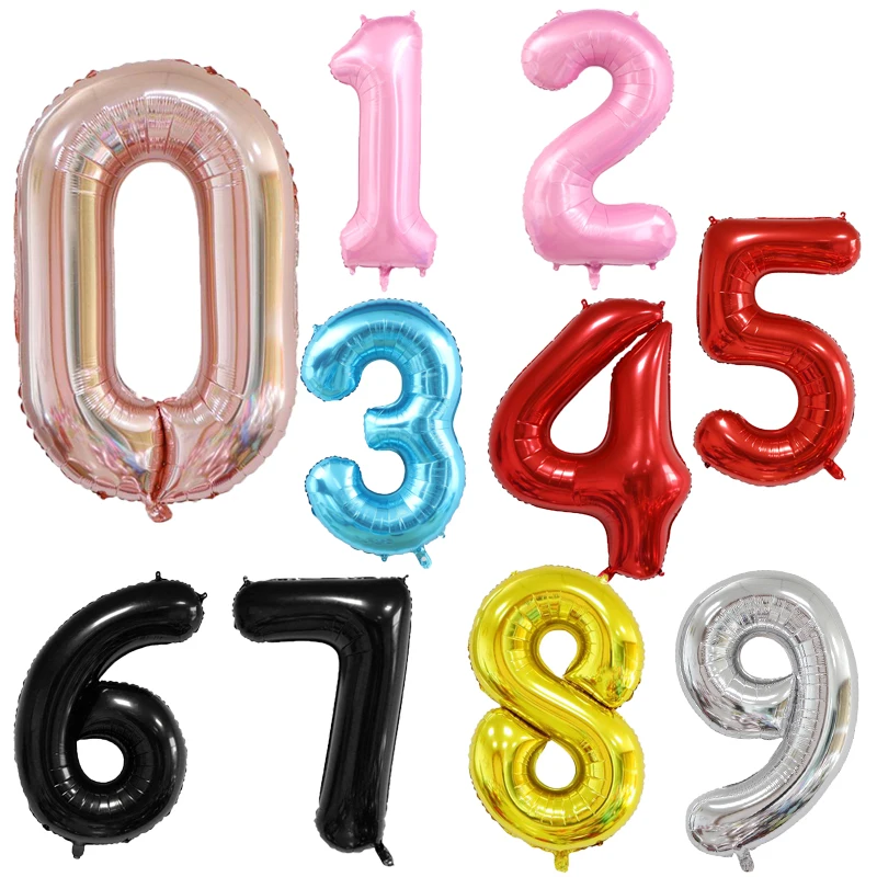 Description Picture 3 of item40Inch Big Foil Helium Number Balloon 0-9 Happy Birthday Wedding Party Decorations Baby Shower Large Figures Air Globos Supplies
