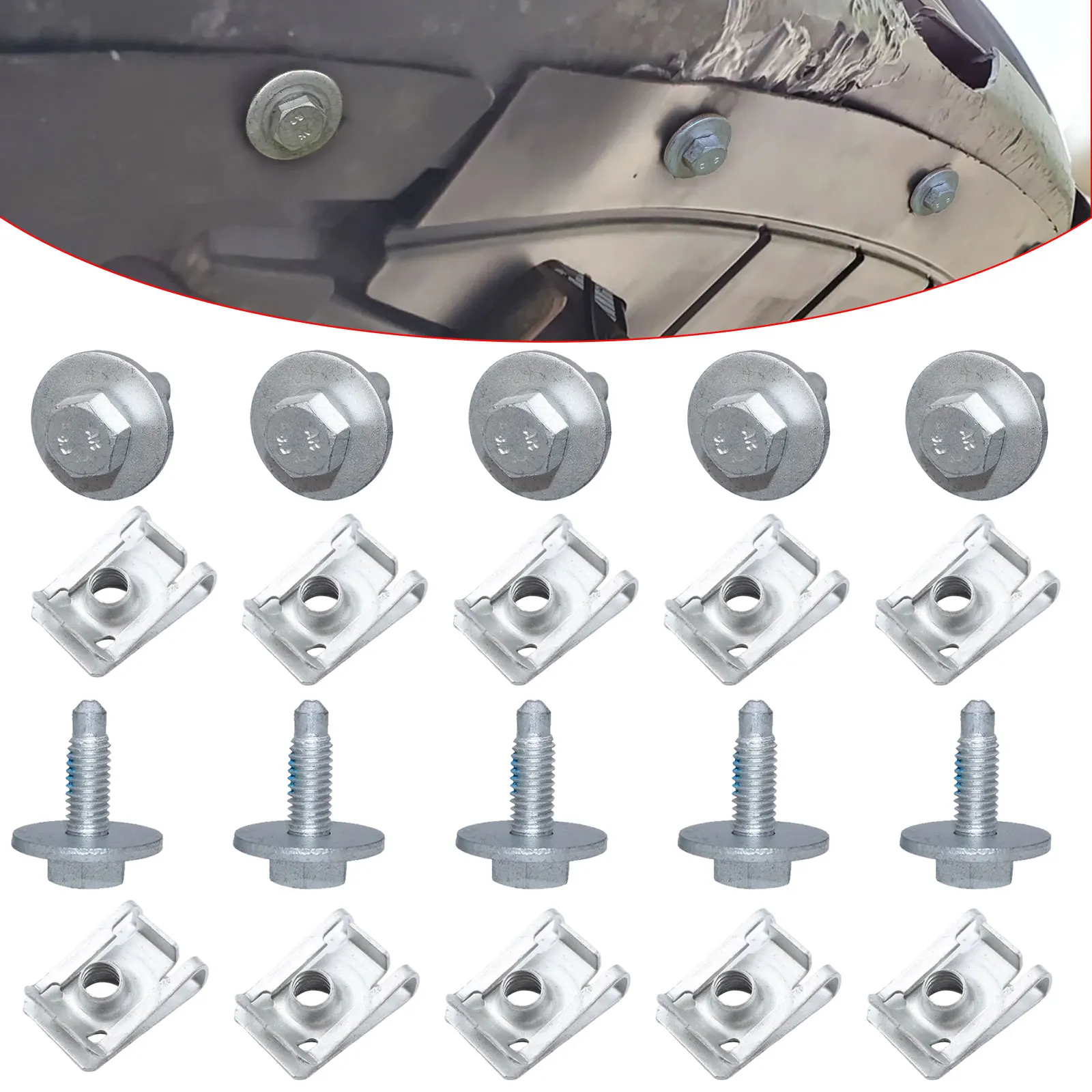Engine Cover Undertray Clips M6 Body Bolt U-nut Screws Retainer Splash Shield Guard For Opel Vauxhall Vivaro Renault Fiat Nissan auto fasteners auto accessories