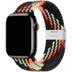 Braided Nylon Strap for Apple Watch - Vibrant and Durable Bracelet (Zpatte black rainbow)