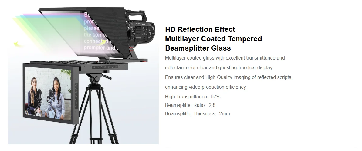 DT20-M Dual-Screen HDMI-compatible/3G-SDI High-Bright Teleprompter (20")