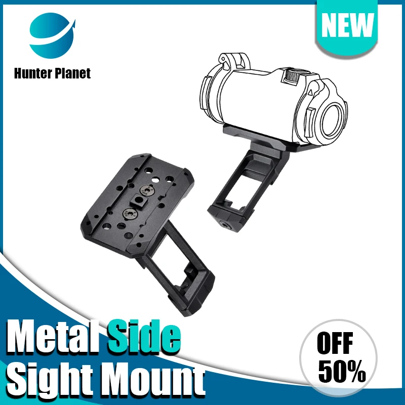 

WADSN For 20mm Picatinny rail T series/RMR Holographic Sight Offset Mount Bracket StrikeTactical Metal Side Sight Mount Base