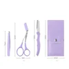 Private Label 3Pcs/Set Makeup Tools Portable Eyebrow Trimming Set Eyebrow Razor Eyebrow Scissors with Comb 4