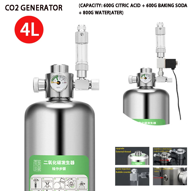 2022 Acquario Di Terza Generazione Nuovo Generatore Di Co2 Kit Generatore Di Bottiglie In Acciaio Inossidabile Co2 Kit Sistema Di Acquario Per Piante 