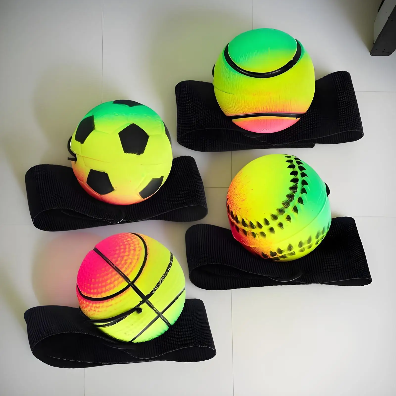 Wrist Ball 4-Piece Rubber Wristband Ball For Adults Training Equipment Sports Accessories For Gym Home Outdoor Party Family