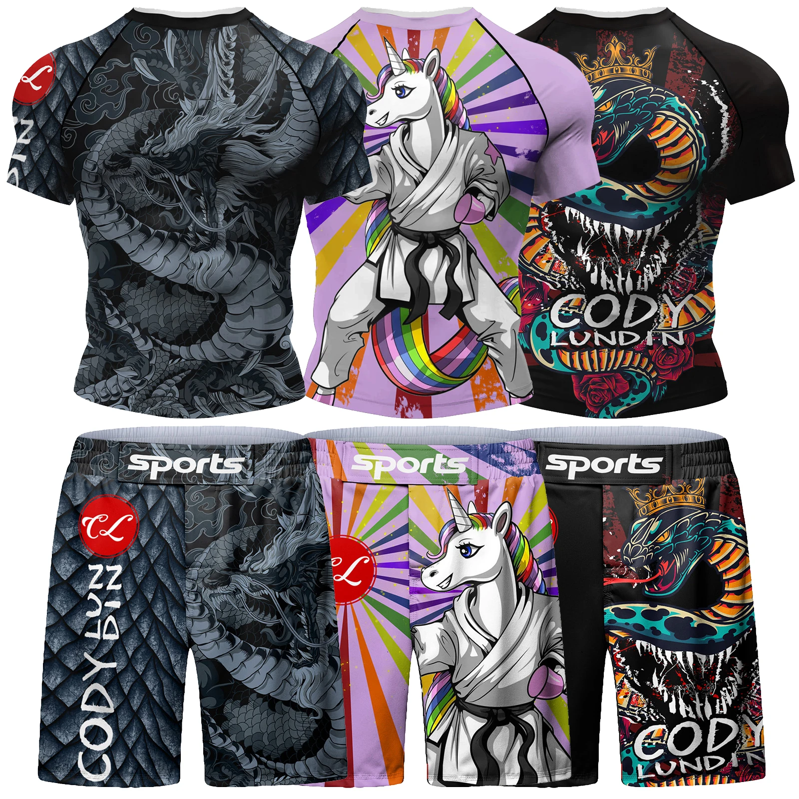 Bjj mma T-Shirt Shorts Sets Boxing sportswear rash guard sportsuits Muay Thai sublimation Gi Rashguard Clothing Sets