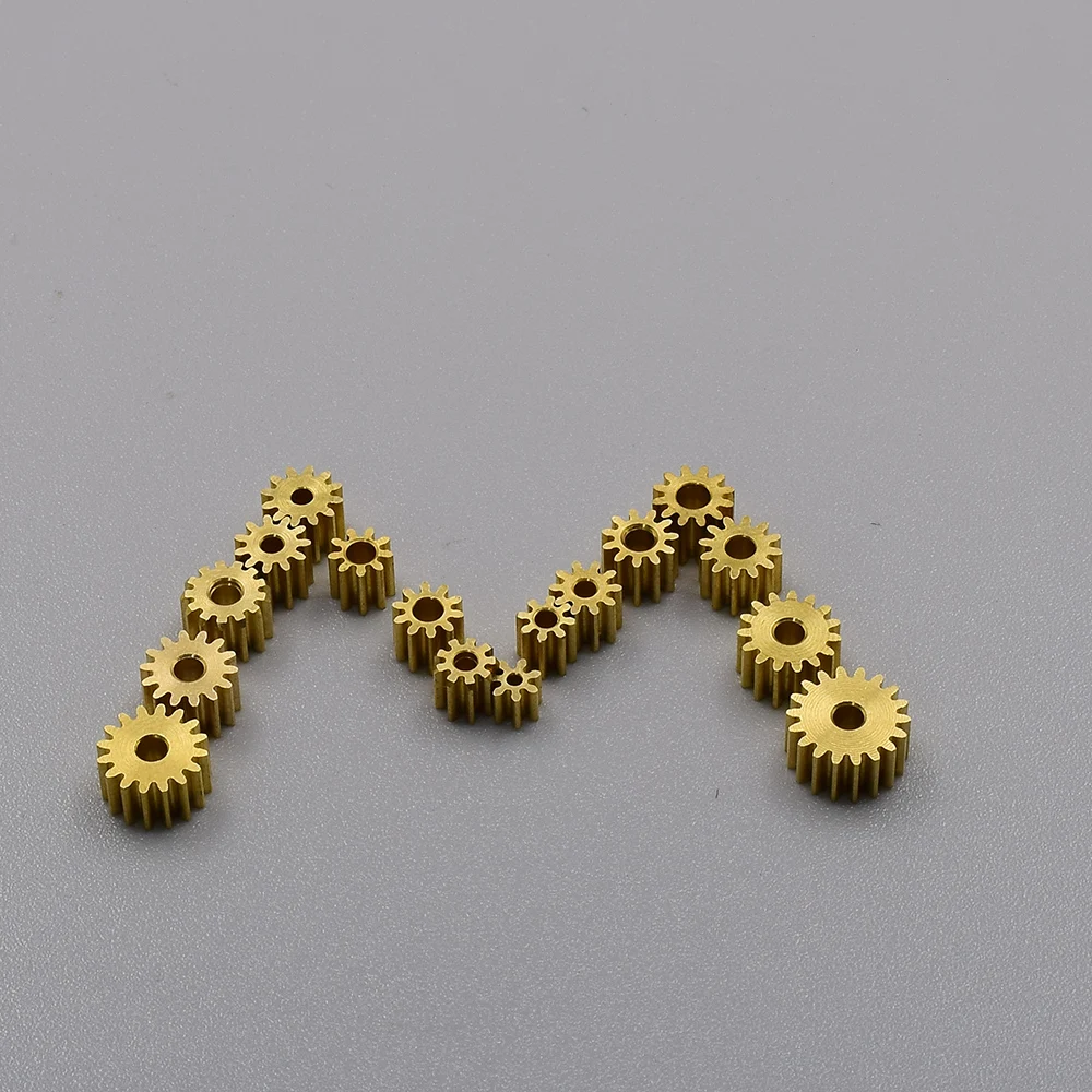 0.3 Modulus Metal Copper Gear 8T 9T 10T 11T 12T 13T 14T 15T 16T 18T Teeth Brass Pinion Gear Fit 1mm 1.5mm 2mm Shaft RC Toy Car motor gear transmission gear electric bike gear cassette deck tape gear electric chain saw gear