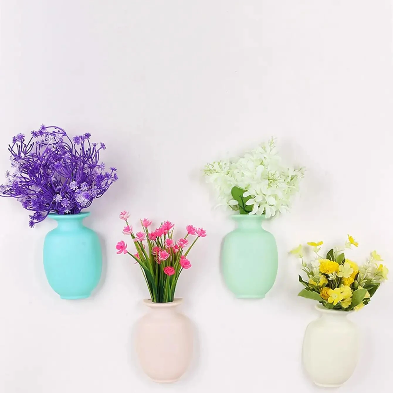 Vase Wall Mount Self Adhesive Flower Pot Hanging Decorative Reusable