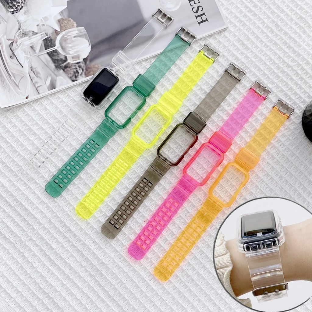 

Cool Clear Sport Strap With Case for Huawei band 6 7 Strap Honor Band 6 Transparent Silicone Band Strap for Huawei band 6 pro