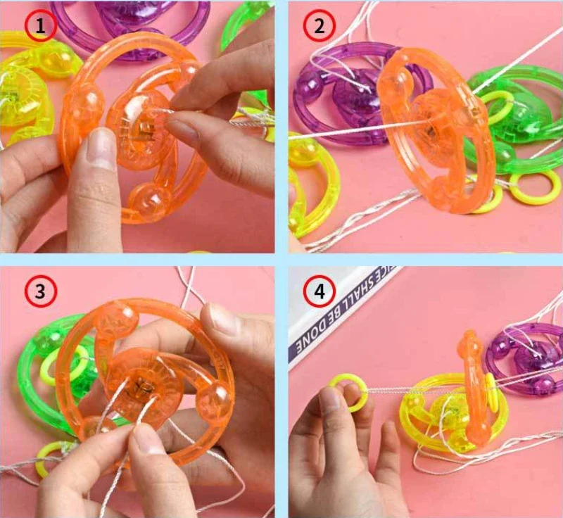 New Luminous Hand Pull Luminous Flashing Rope Flywheel Toy Led Light Toy Novelty Children Flywheel Flash Gyro Gift Toys