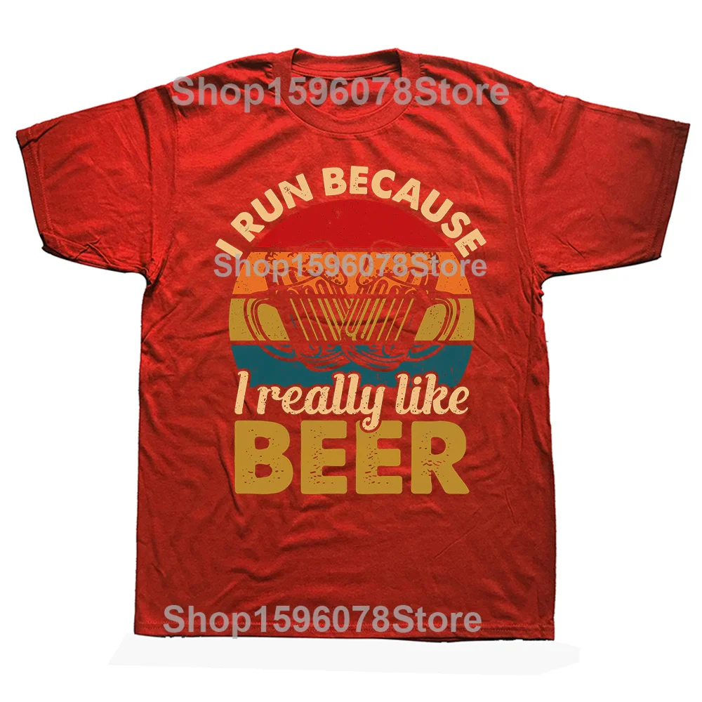 Quirky I Run for Beer Unisex Streetwear T-Shirt – Loose Fit Humor Tee