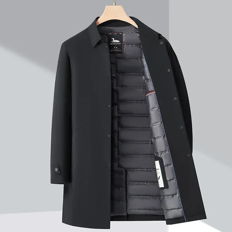 thumbnail image 1 of Chaqueta de plumón para hombre, ropa de invierno de longitud media, chaqueta de invierno fina de plumón de pato blanco para hombre, abrigo cortavientos para hombre, 1 of 4