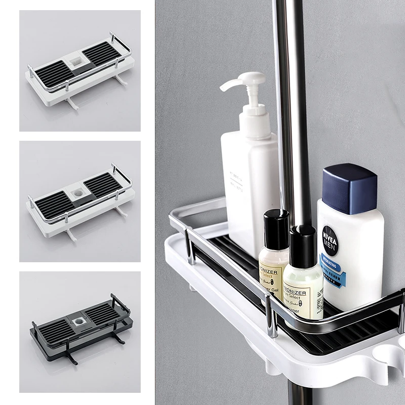 1Pcs Adjustable Bathroom Pole Caddy Shower Shelf Organizer for Shower