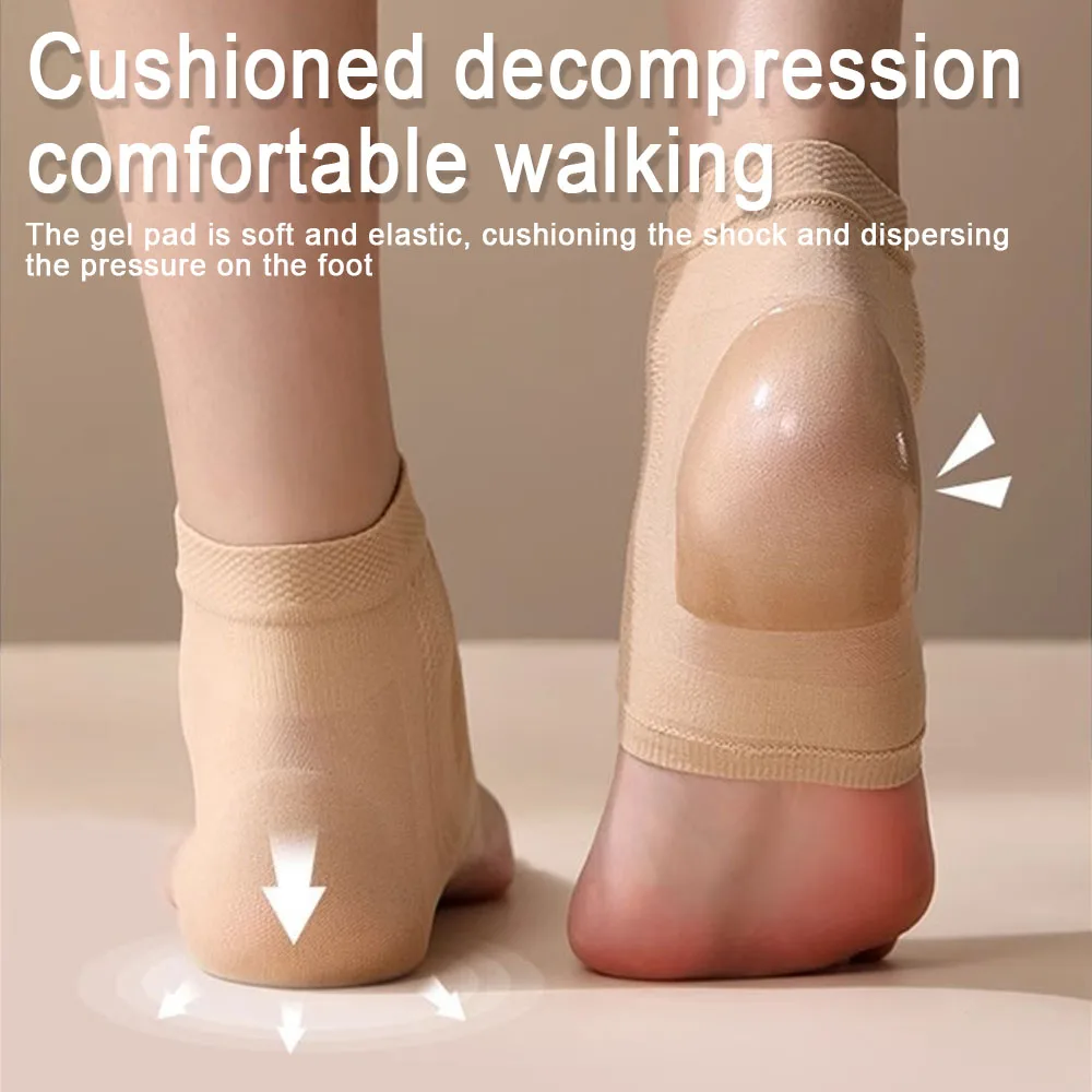 Gel Silicone Foot Cover Mesh Heel Socks Shoes Pads Moisturizing Anti-wear Dry Feet Care Repair Cushion Cracking Heel Protector