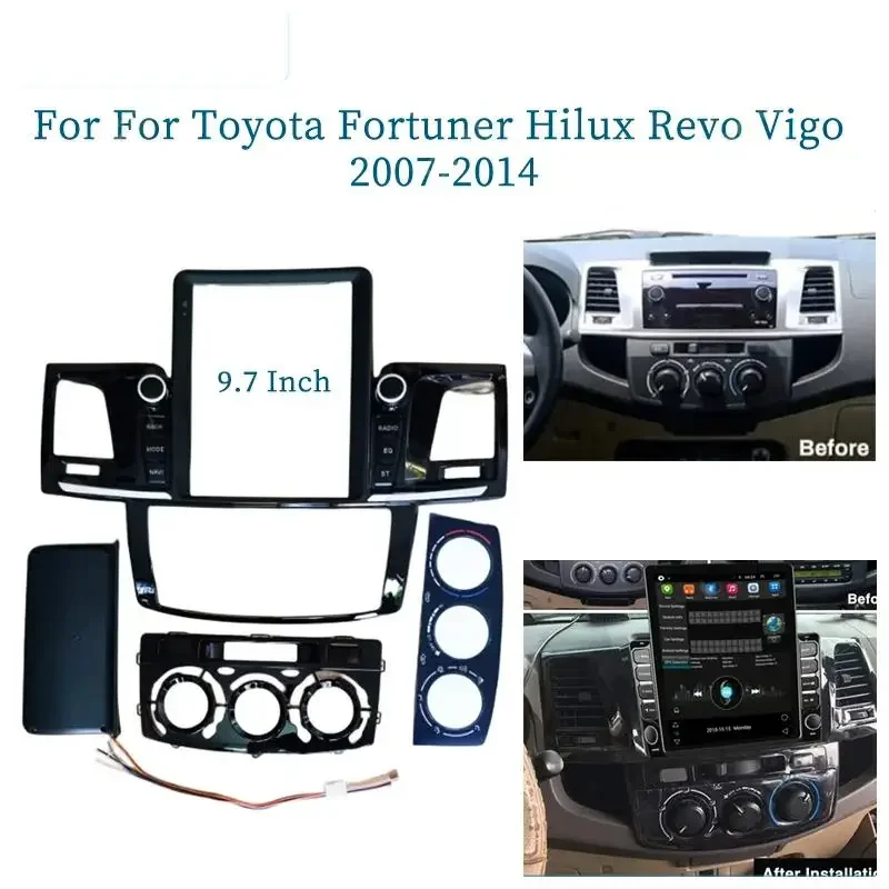 

9.7 Inch Car Frame Fascia Adapter Tesla Style Android Radio Dash Fitting Panel Kit For Toyota Vigo Hilux Fortuner 2007-2014