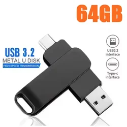 Ultra - Fast Waterproof USB 3.2 Metal Flash Drive - Dual Type - C Memory Stick for Versatile Data Transfer (256GB/512GB) (Black 64GB)