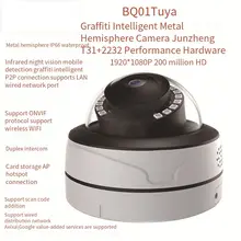 

Tuya HD WIFI Camera Vandal-proof IP Camera WiFi with SD Card Slot P2P Motion Detect Alert Dome Security Camera IP WiFi 1080P