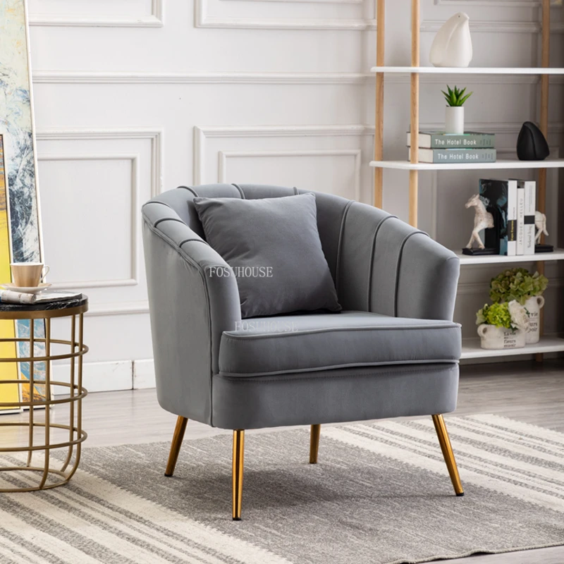 designer Living Room Chairs Nordic Fabric Velvet Armchair living room Furniture Modern Lazy Single Sofa Balcony Lounge Chair