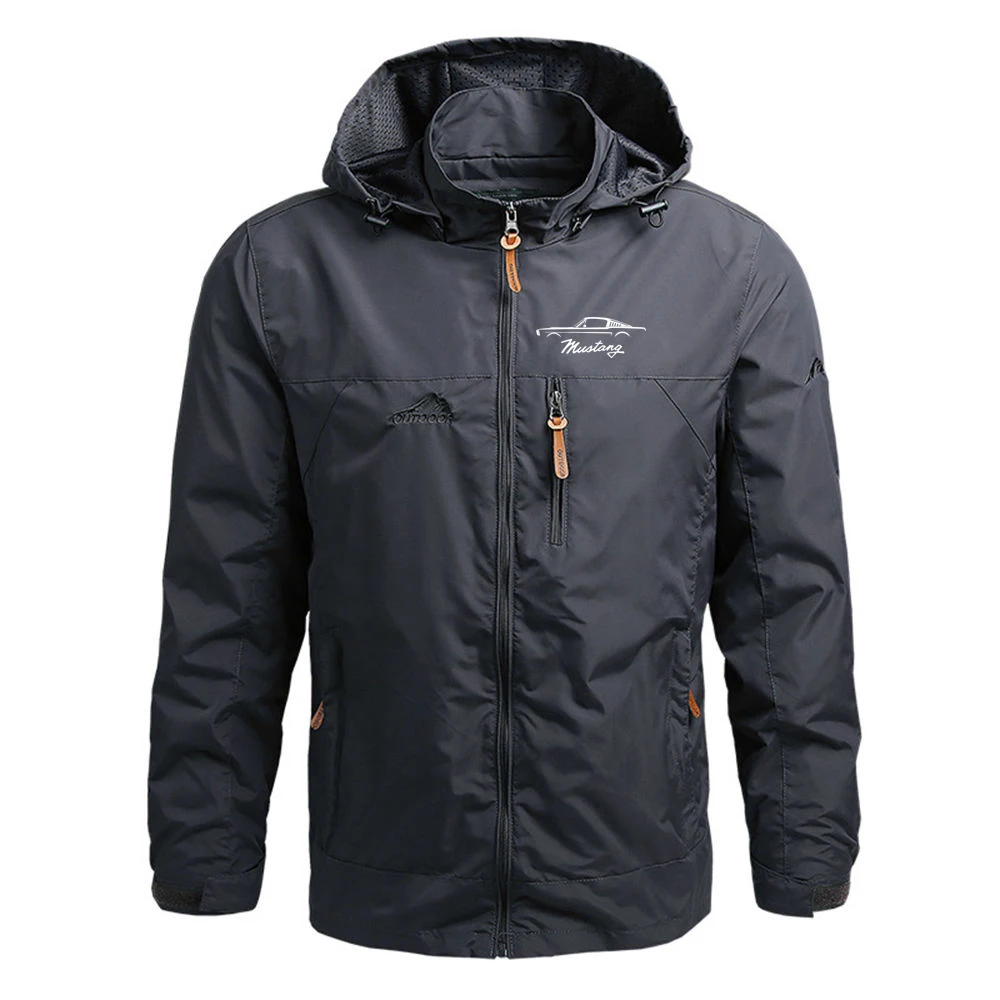 2023 New Men's Mustang Car Logo Spring And Autumn Thin Classic Printing Comfortable Casual Simplicity Four-Color Trench Coat Top
