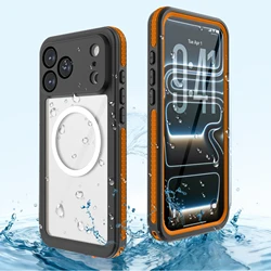 Waterproof Phone Case - Essential for Swimming and Sports, IP68 Fully Enclosed Protective Cover (Orange)
